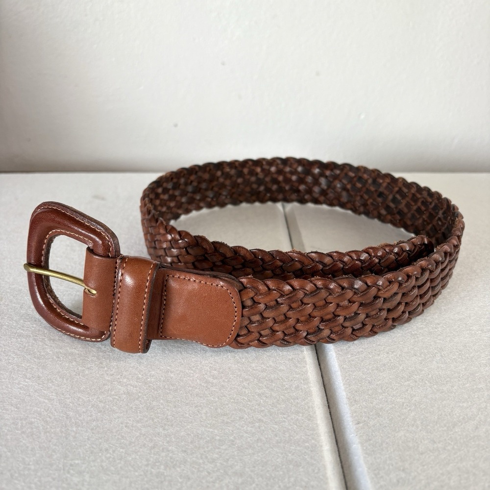 VTG Coach Leather Braided Belt 3851 S Preppy Woven Boho British Tan Buckle 31" L - Picture 2 of 9